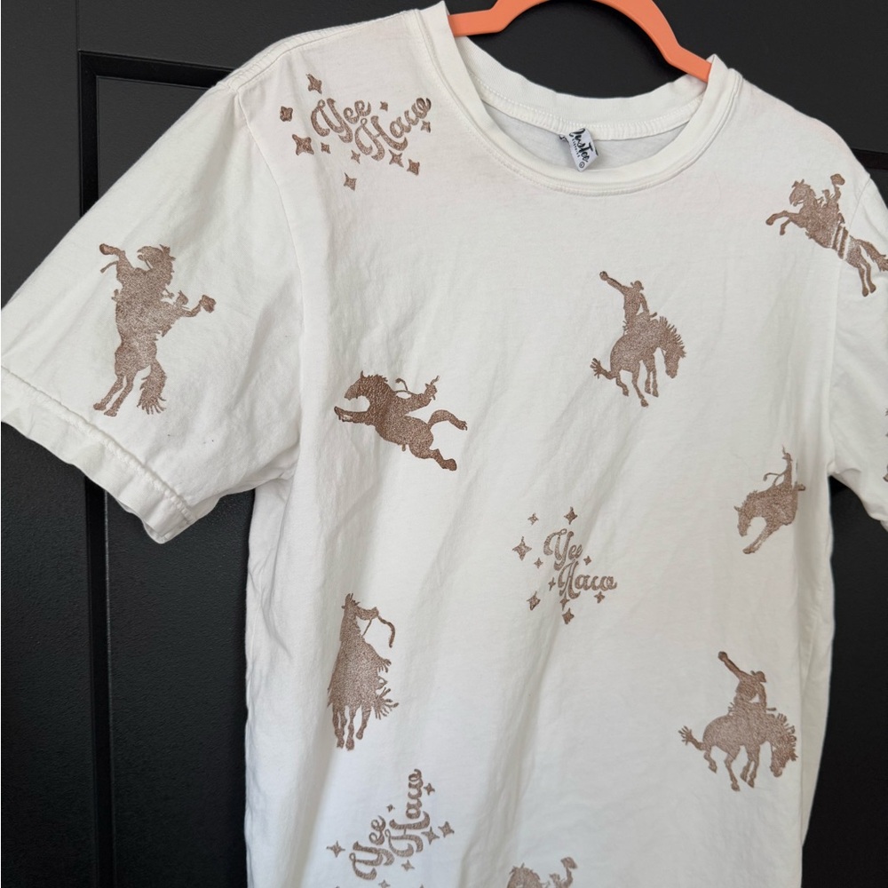 White and Brown Western Graphic Tee